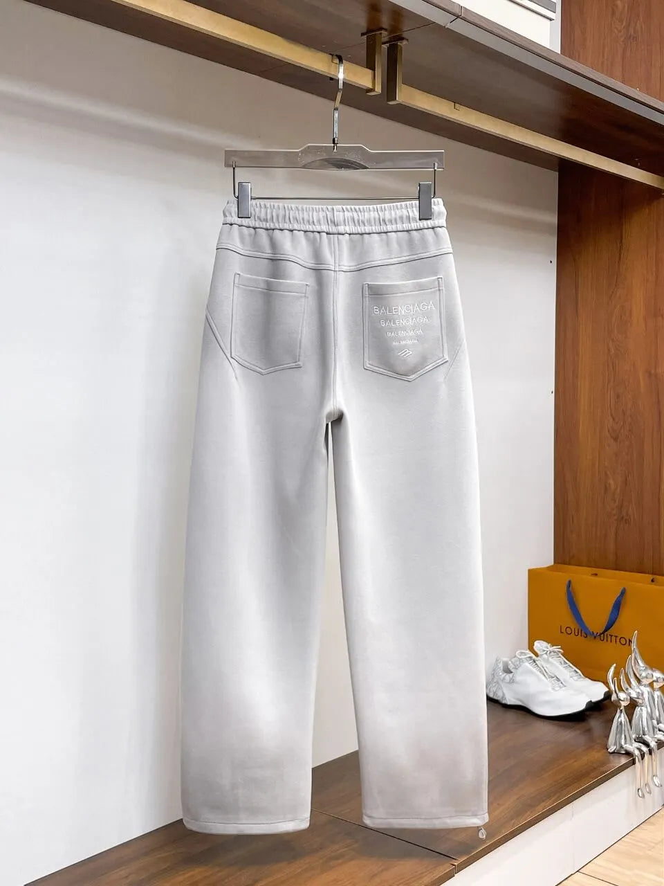 Geometric Stitching Adjustable‑hem Pants
