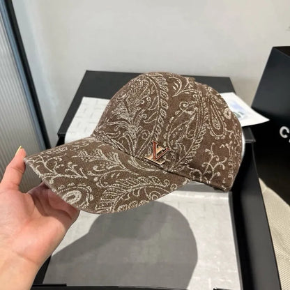 Paisley Pattern Distressed Denim Baseball Cap