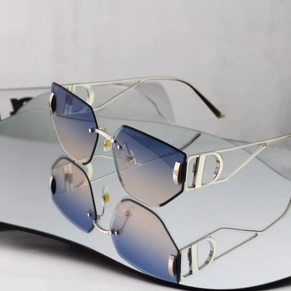 Rimless Cut Polygon Sunglasses