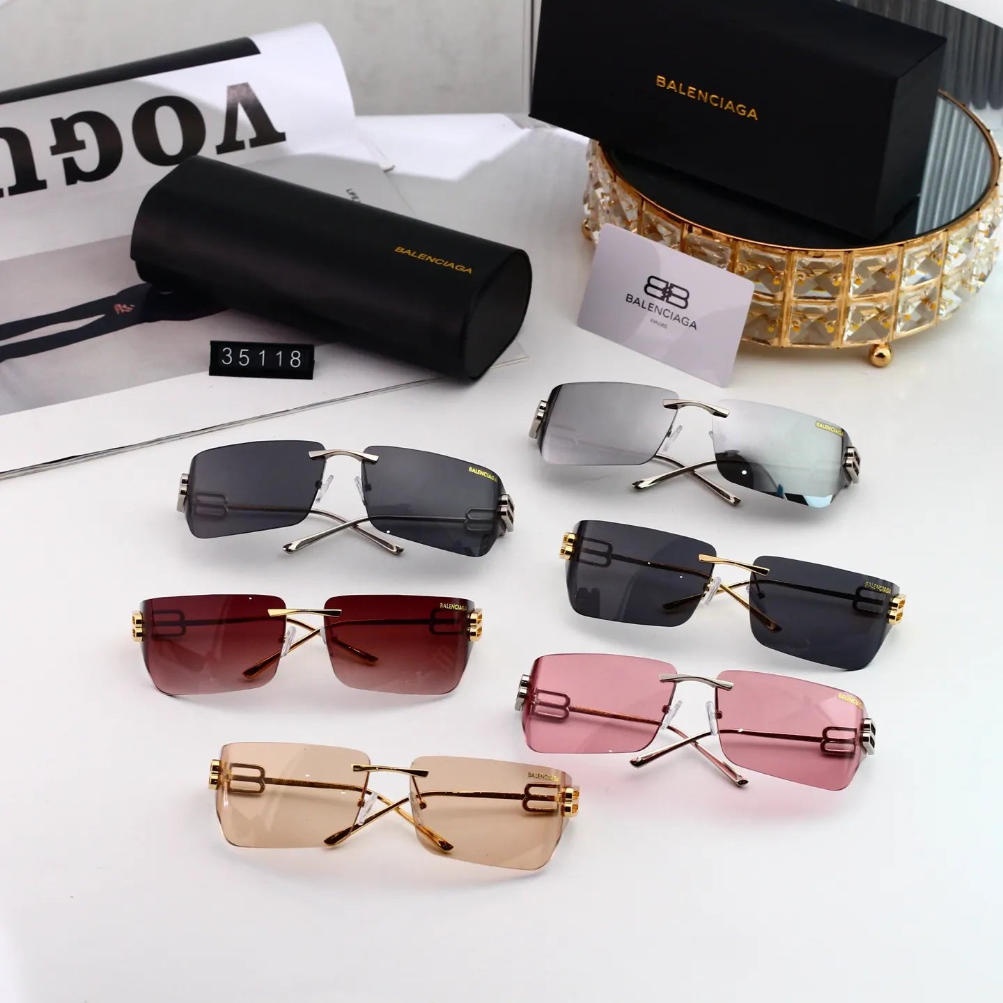 Curved Rimless Sunglasses