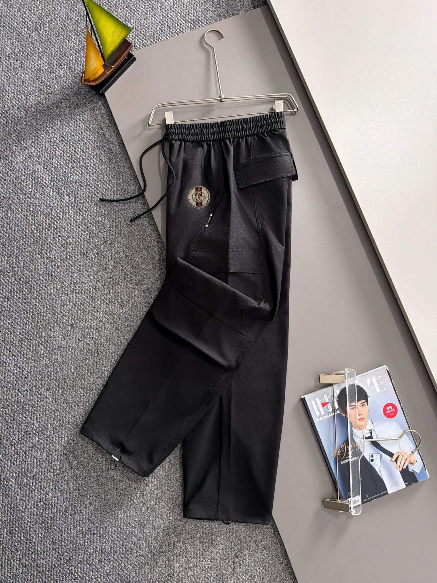 Badge Embroidery Multi-Pocket Cargo Pants