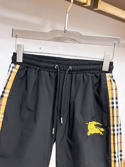 Plaid Side Tape Embroidered Shorts