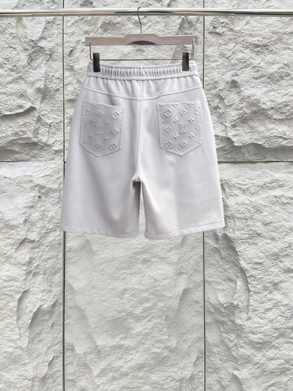 Embossed Monogram Cargo Casual Shorts