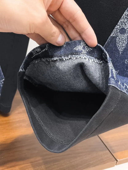 Denim Monogram Side Panel Spliced sweatpants