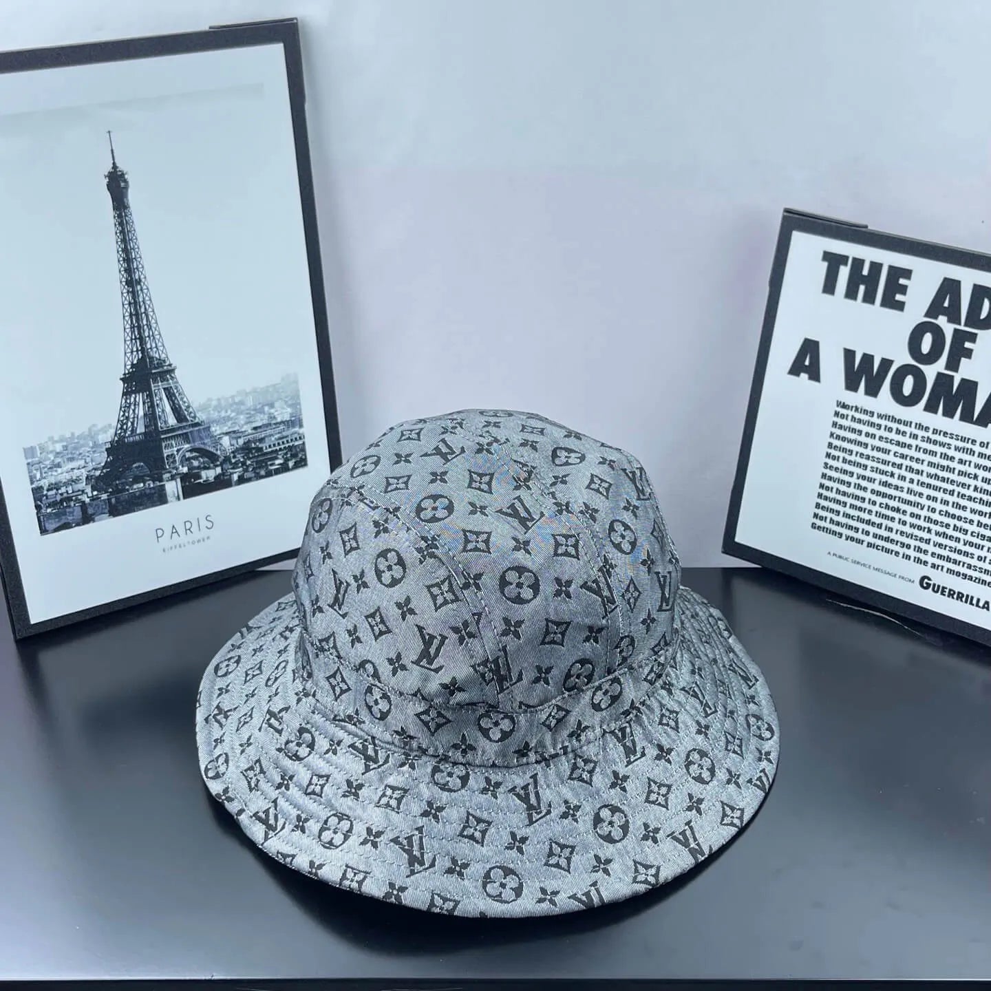 Vintage Grey Patterned Bucket Hat