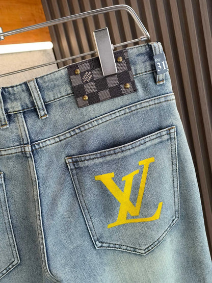 Checkerboard Yellow Emblem Jeans