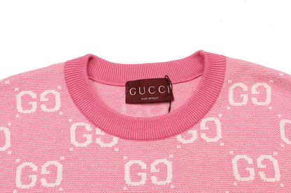 Jacquard Crew Neck Knit Sweater