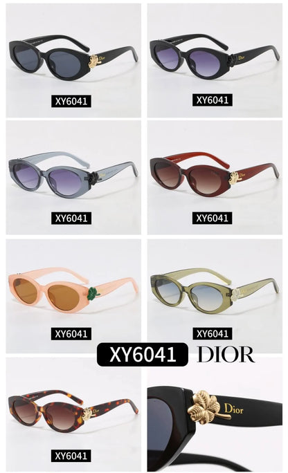 Oval Clover Decor Sunglasses