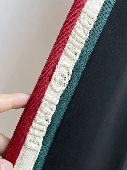 Embossed Side‑Stripe Embroidery Straight Pants