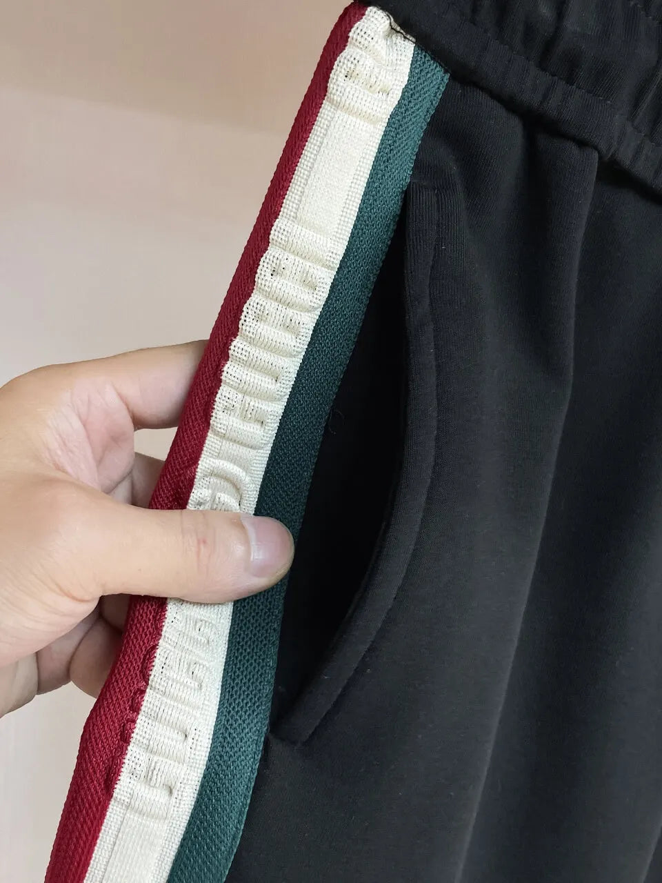 Embossed Side‑Stripe Embroidery Straight Pants