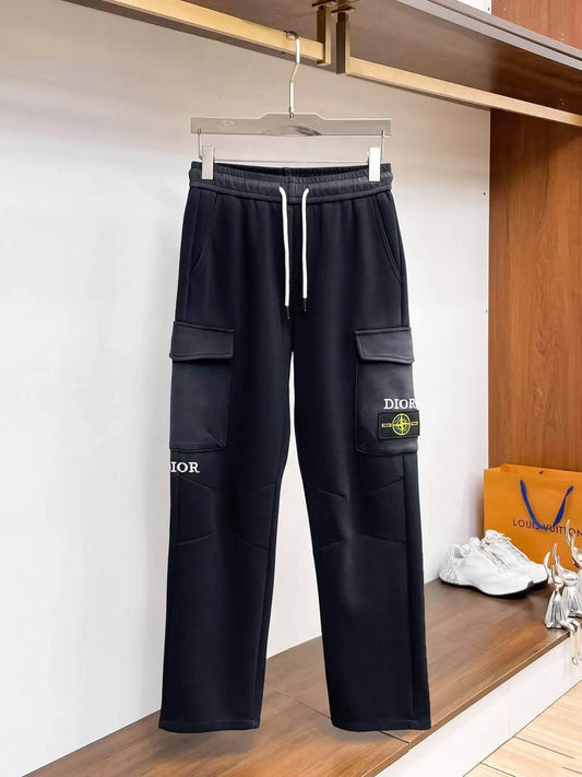 Patch‑Embroidered Cargo‑Style Pants