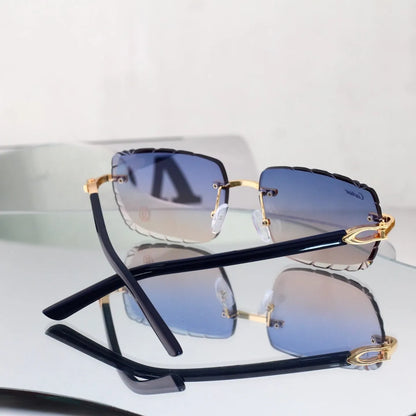 Scalloped Rimless Business Sunglasses