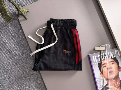 Horse Embroidery Side Stripe Shorts