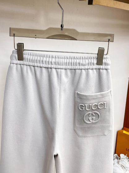 Side Embossed Drawstring‑Hem Pants