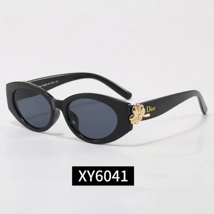 Oval Clover Decor Sunglasses