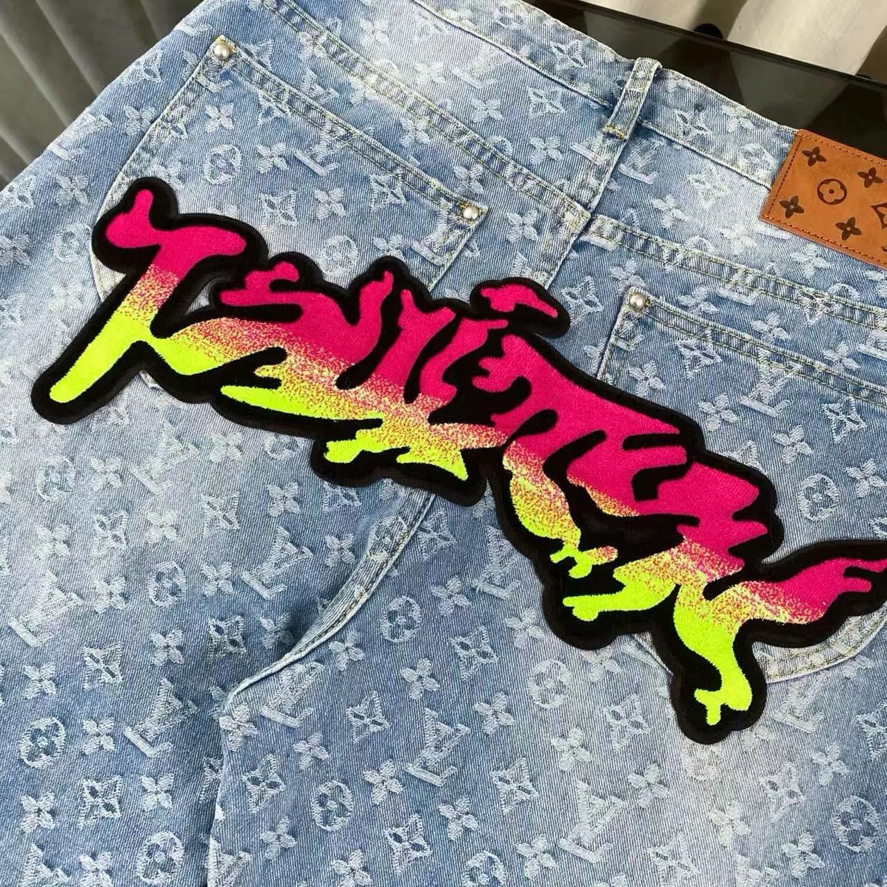 All-Over Letter Print Jeans