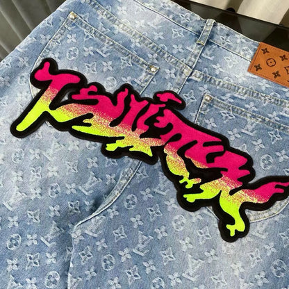 All-Over Letter Print Jeans