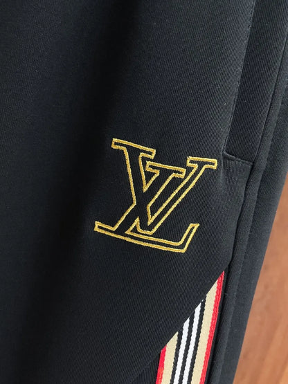 Monogram Drawstring Color‑Stripe Wide‑Leg Pants