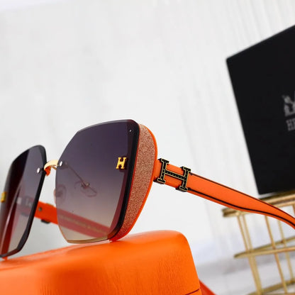 H Rimless Cut Edge Square Sunglasses