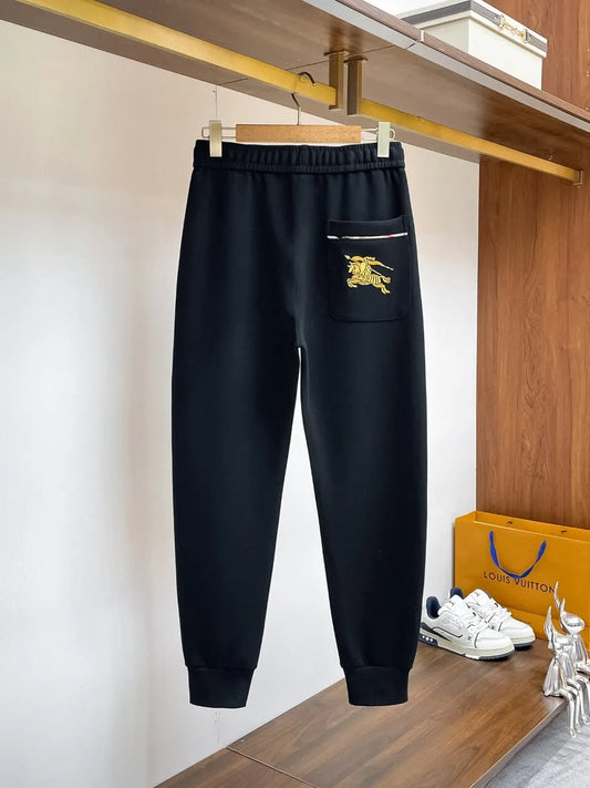 Plaid Drawstring Knight Embroidered Jogger Pants