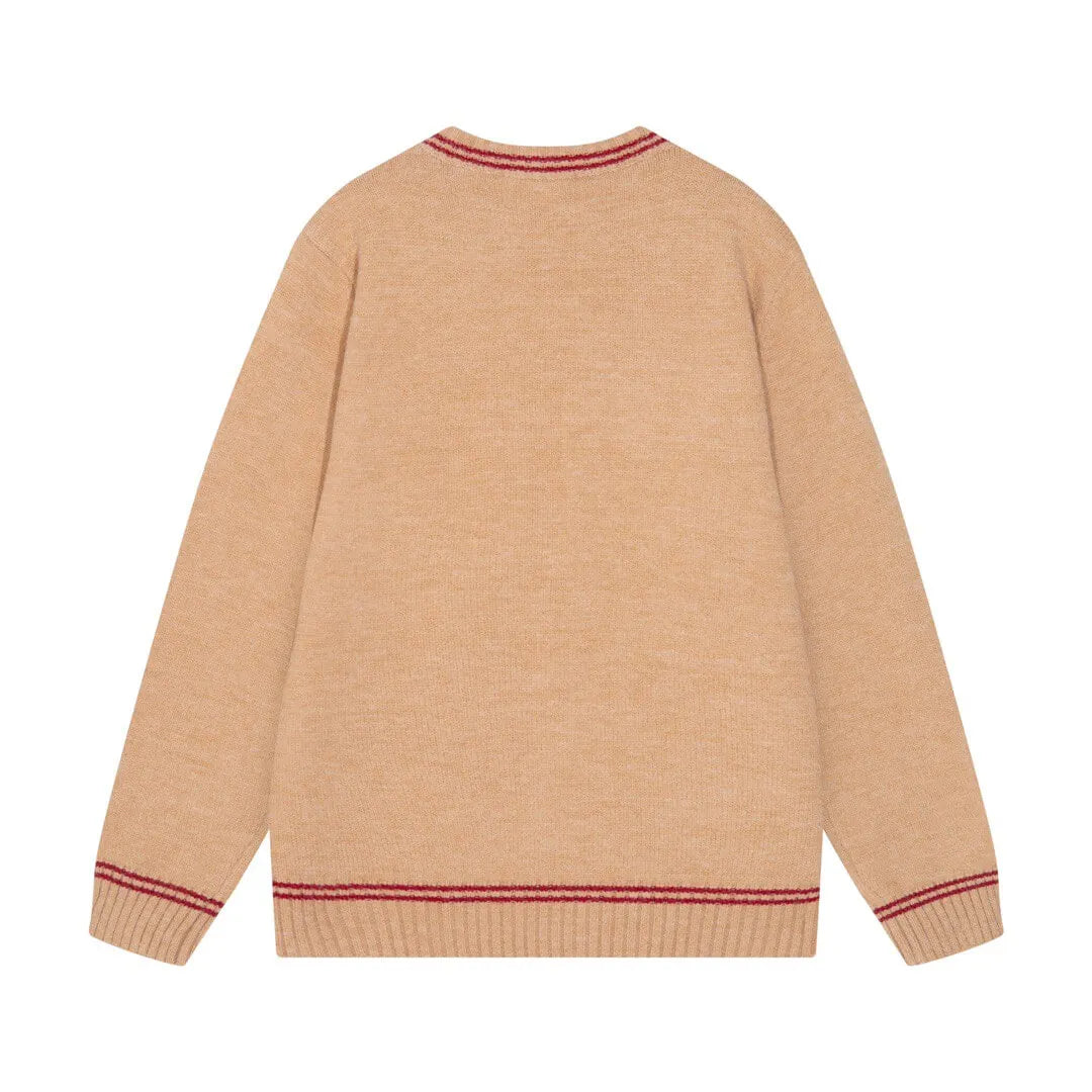 Crest Striped Trim Sweater