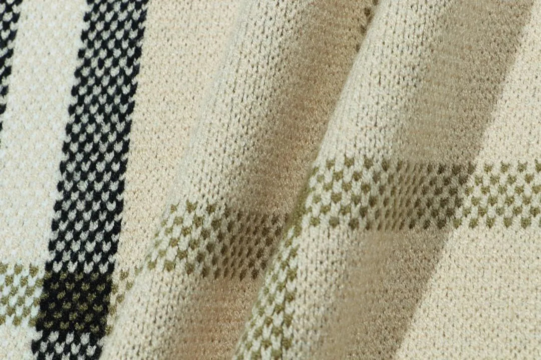 Beige Plaid Crewneck Sweater