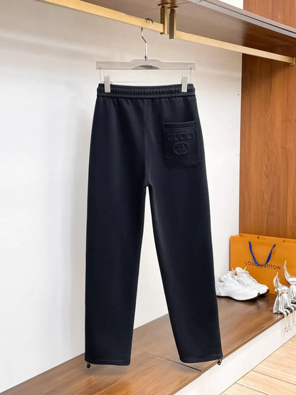 Side Embossed Drawstring‑Hem Pants