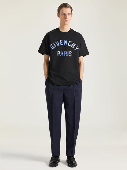 Purple Gradient Letter Print T‑Shirt