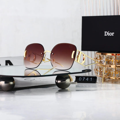 Rimless Gradient Oversized Square Sunglasses