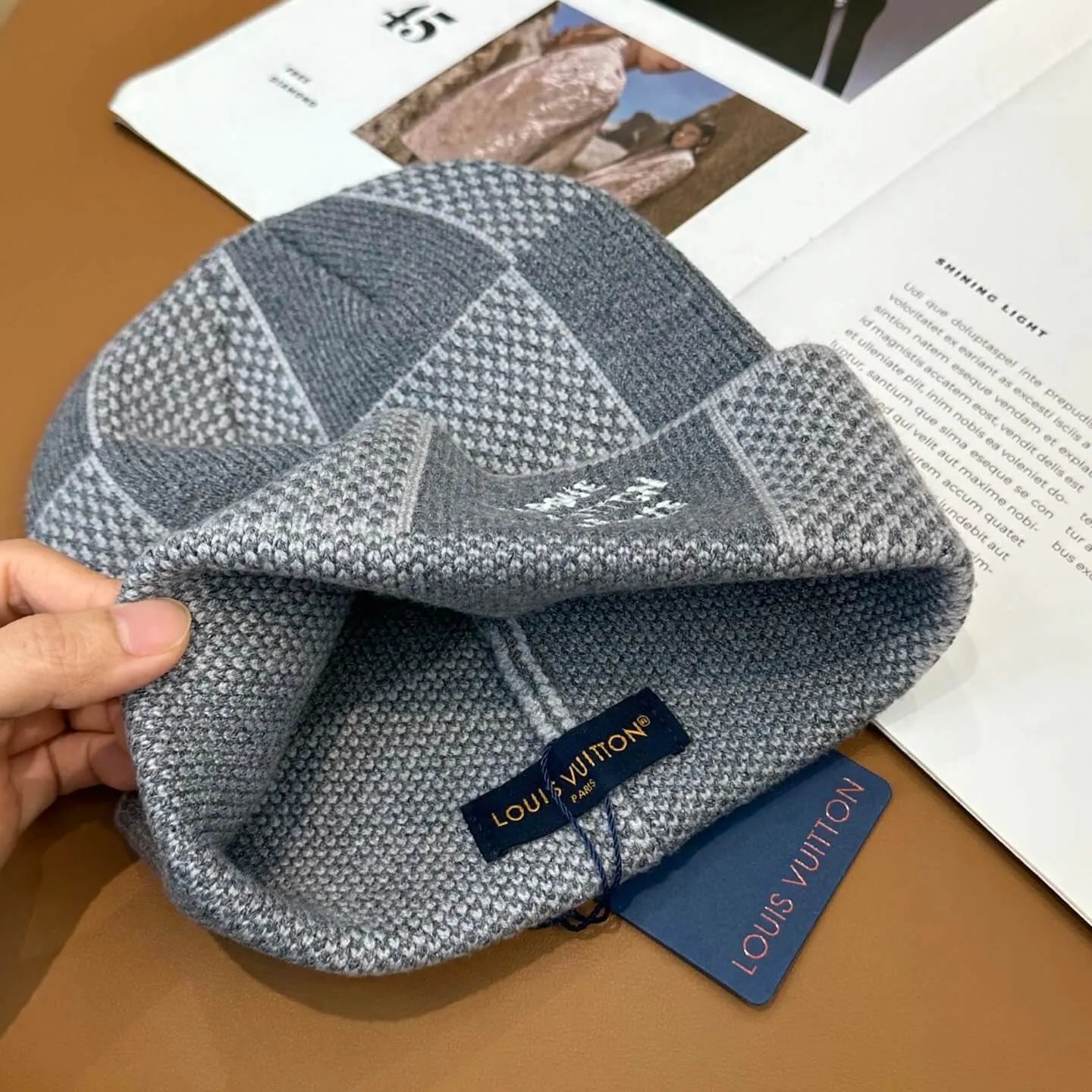 Plaid Color-Block Knit Beanie