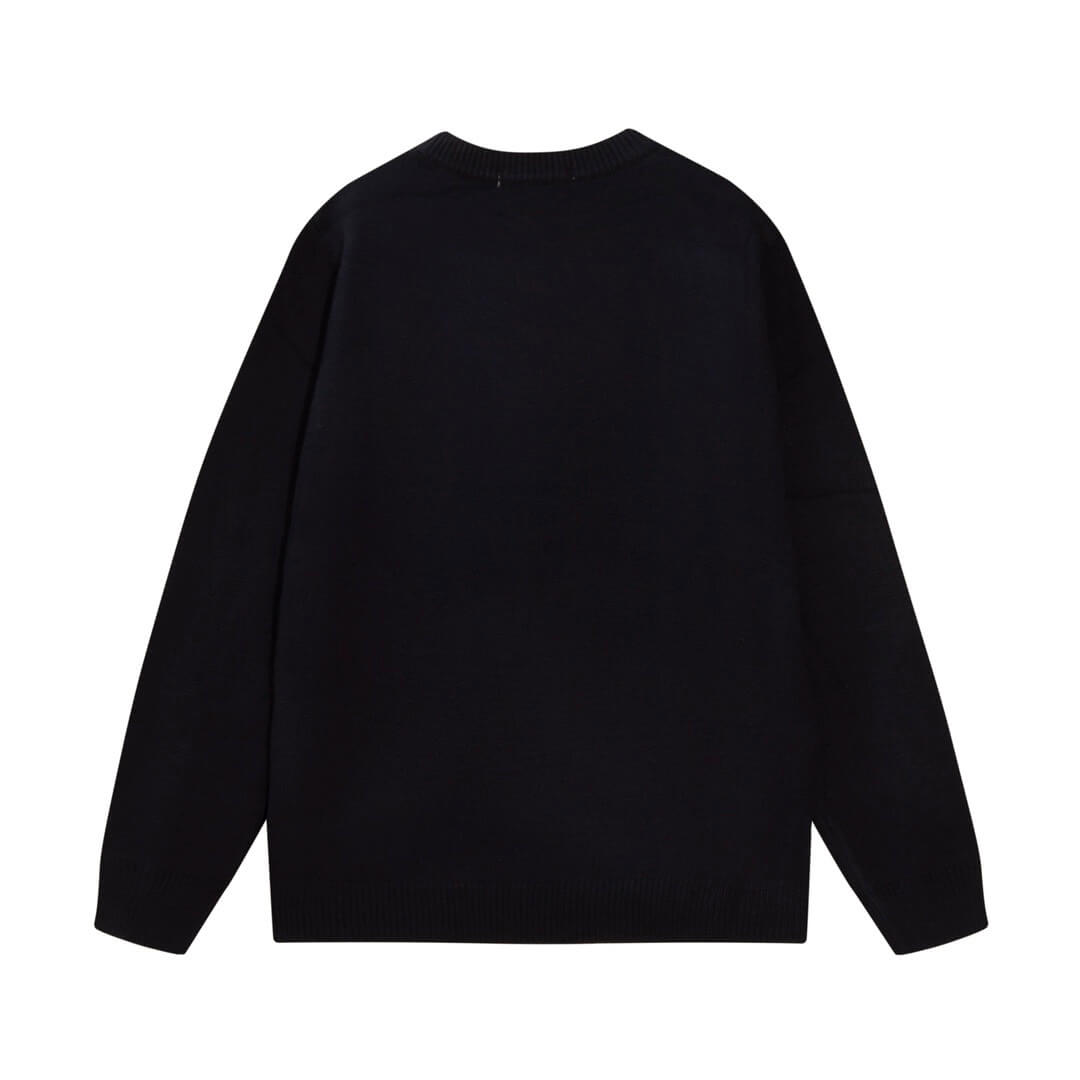 Front Letter Crewneck Knit Sweater