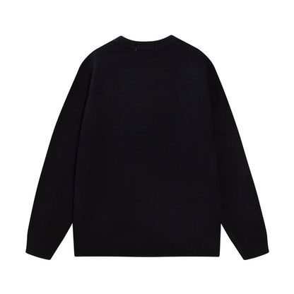 Front Letter Crewneck Knit Sweater