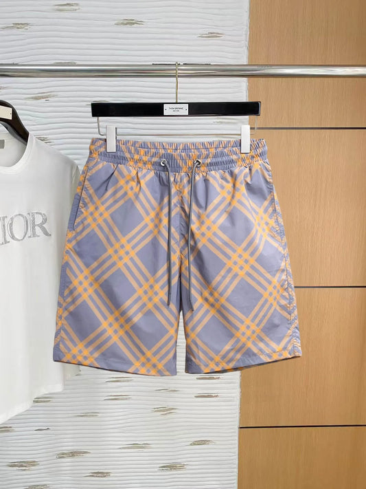 Diamond Plaid Drawstring Casual Shorts