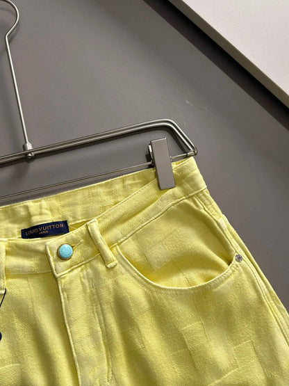 Embossed Texture Denim Shorts