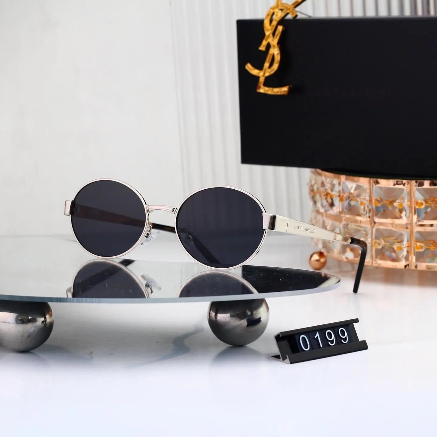 Retro Slim Metal Oval Sunglasses