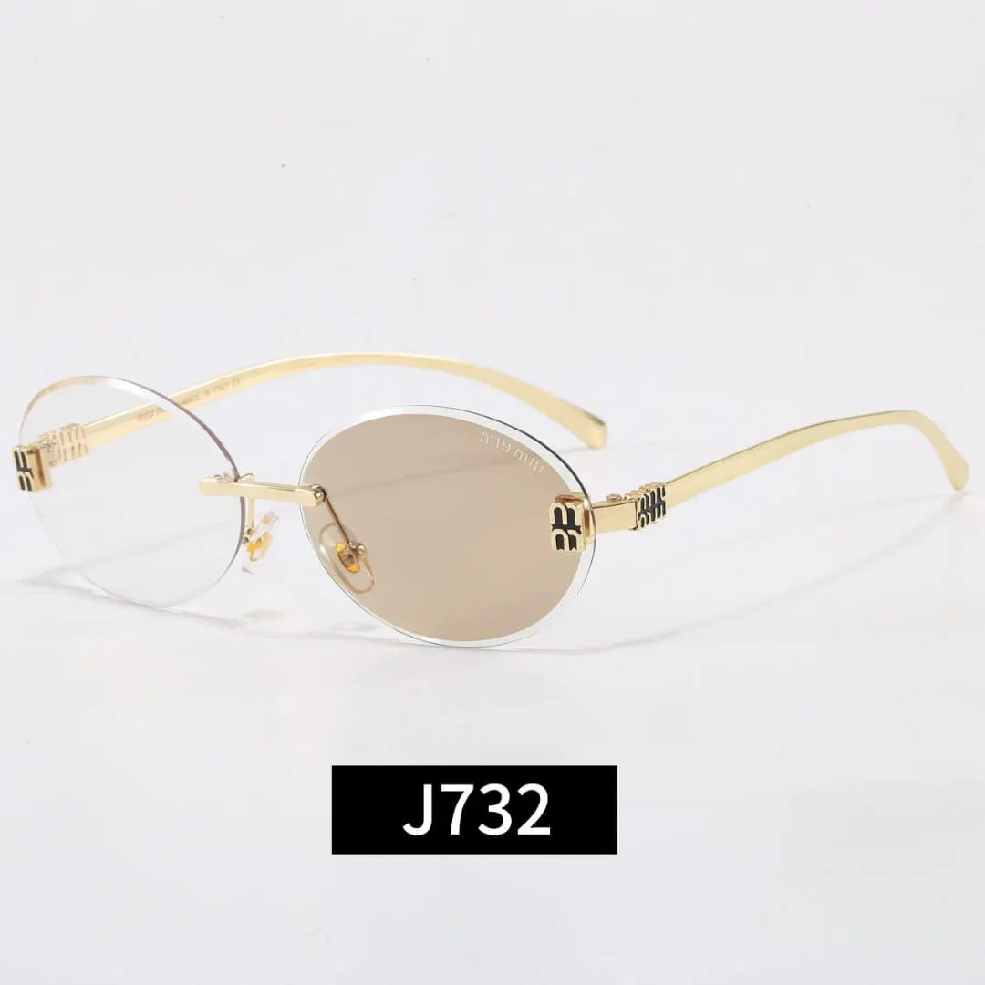 Rimless Oval Letter Sunglasses