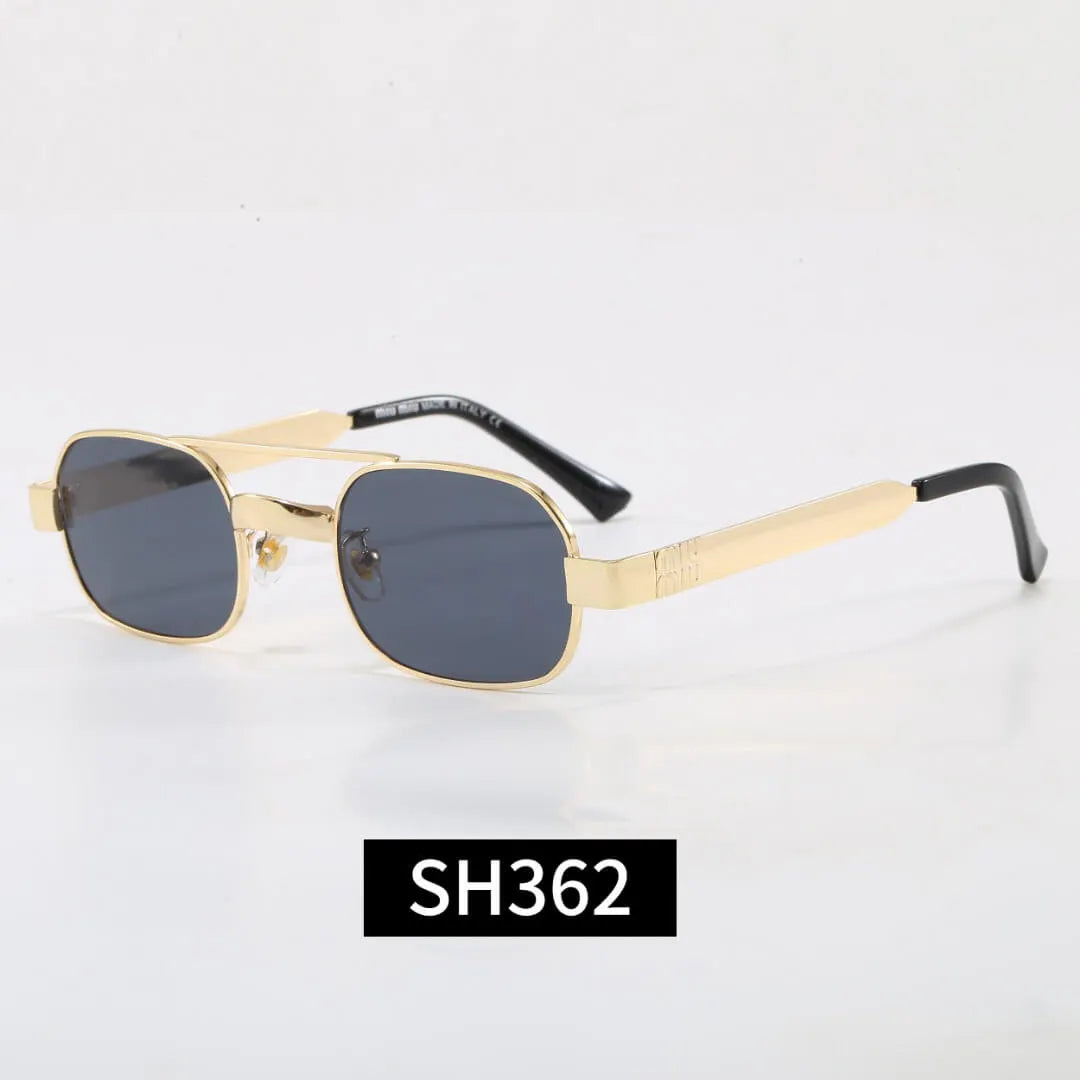 Double Bridge Metal Rectangle Sunglasses