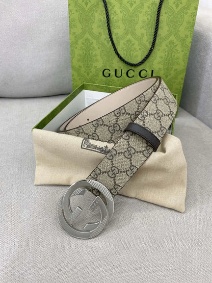 Retro Double G All-Over Print Leather Belt