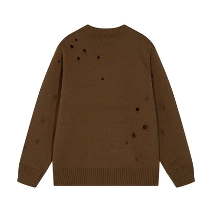 Distressed Hole Crewneck Sweater