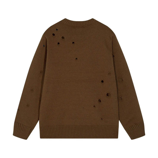 Distressed Hole Crewneck Sweater
