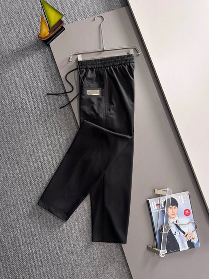 Label Decor Straight Casual Pants