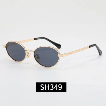 Slim Metal Oval Vintage Sunglasses