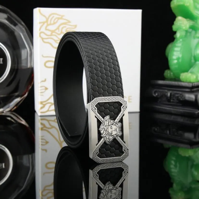 Face Pattern Leather Belt