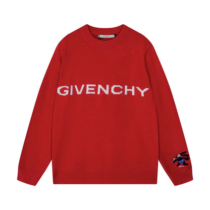 Cartoon Embroidery Red Sweater