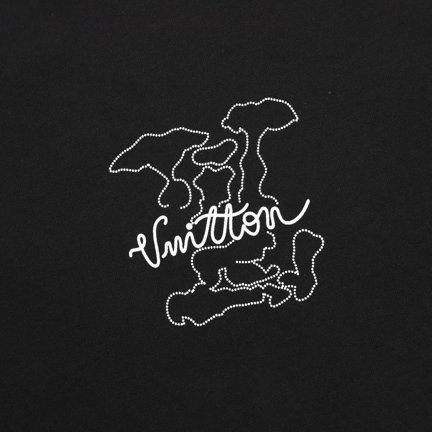 Dotted Outline Cursive Dual-Sided Print T-Shirt