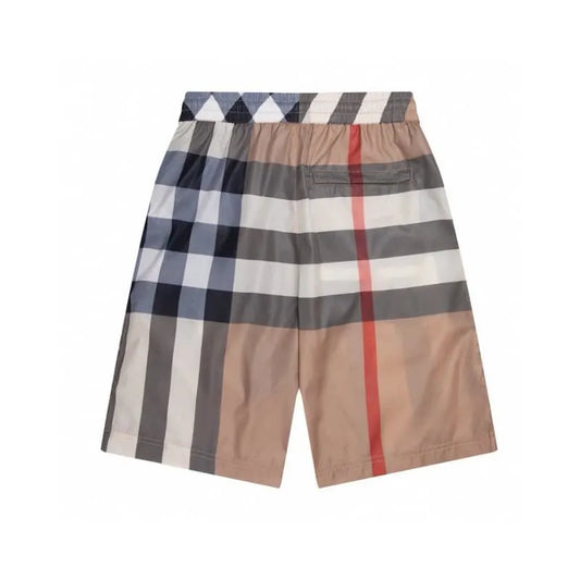 Split Contrast Panel Vintage Check Shorts