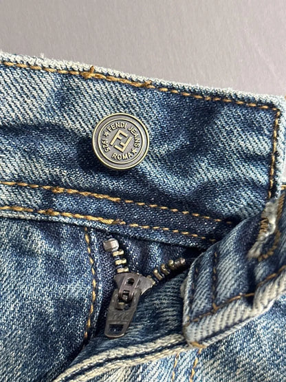 Ethnic Patchwork Decor Denim Shorts