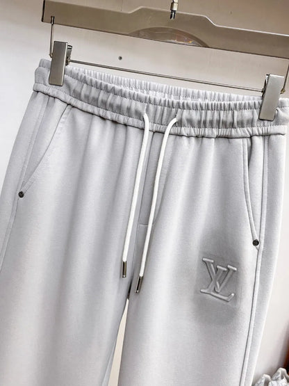 Simple Embossed   Straight‑fit Pants