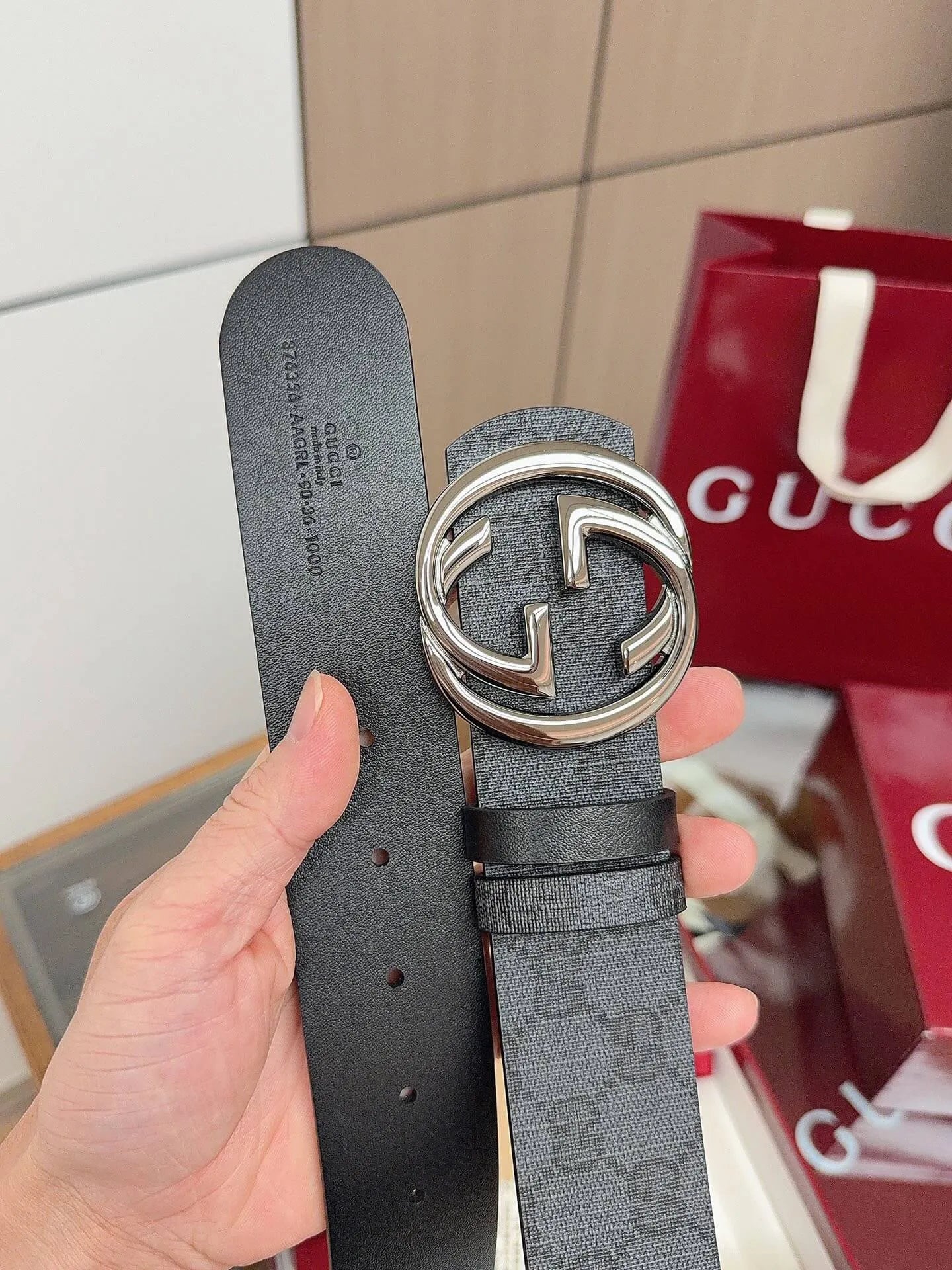 New All‑Over Print Double G Belt