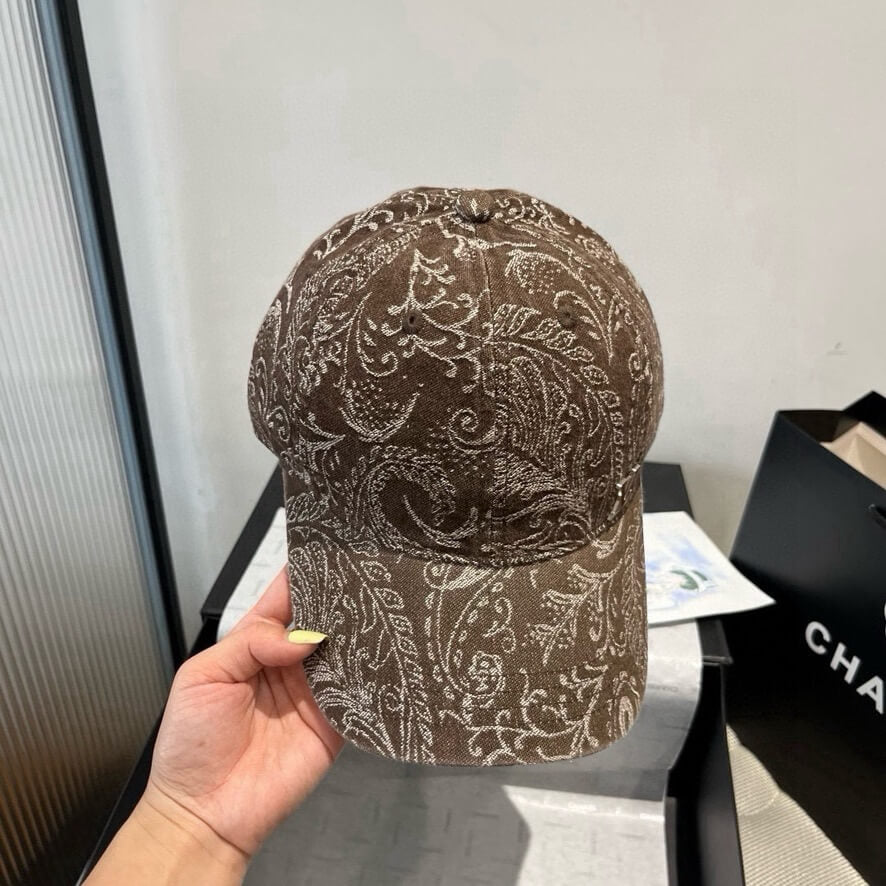 Paisley Pattern Distressed Denim Baseball Cap